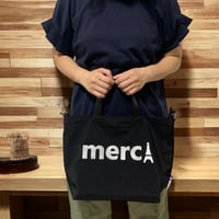 【ブラック】merciロゴ刺繍2 way手提げ