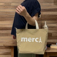 【ベージュ】merciロゴ刺繍2 way手提げ