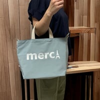 【ライトブルー】merciロゴ刺繍2 way手提げ