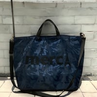 【迷彩柄ネイビー】merciロゴ刺繍2 wayトートL