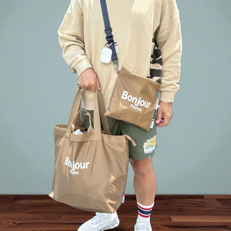 Merci ベージュ トートバッグ merci トートとショルダーのセット | pribonds STORE