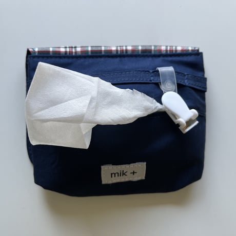 【mik+】Pocket Pouch - Navy Plaid