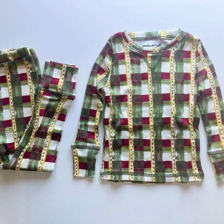 【Misha&Puff】Pajama Set - MNPP1162-340 Leaf Watercolor Plaid