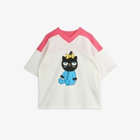 【 MINI RODINI 】Cat v neck sp ss tee -Pink