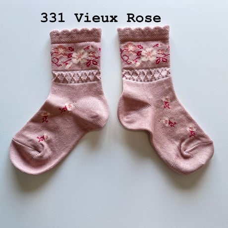【 Collegien 】3465Camélia - Jacquard Flower Ankle Socks