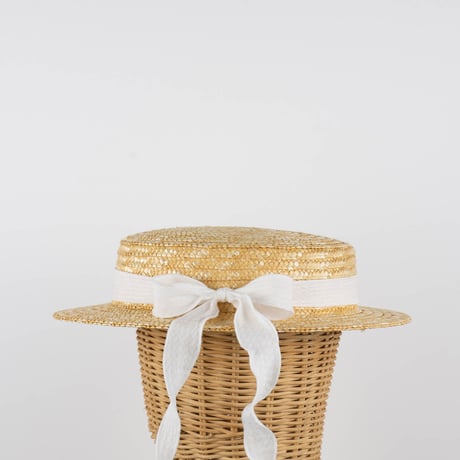 【Popelin】Mod.63.2_White Natural straw hat