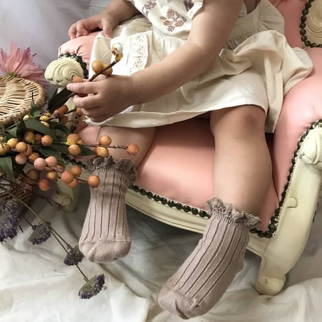 【Collégien】3455 Lili - Lace Trim Ribbed Ankle Socks