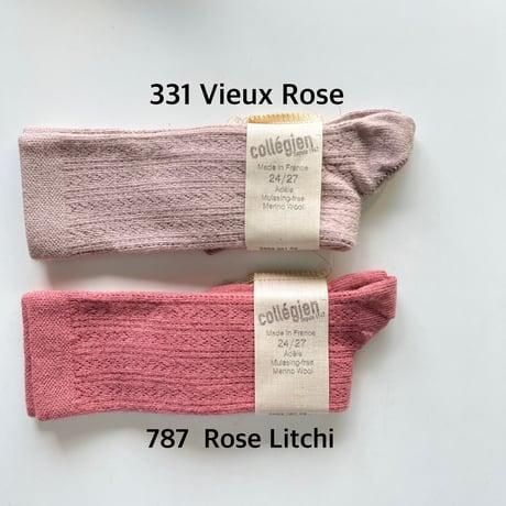 【collegien 】5553 Adèle - Pointelle Merino Wool Knee-high Socks
