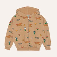 【The Campamento】 Horses Allover Zipped Sweatshirt - CAMEL
