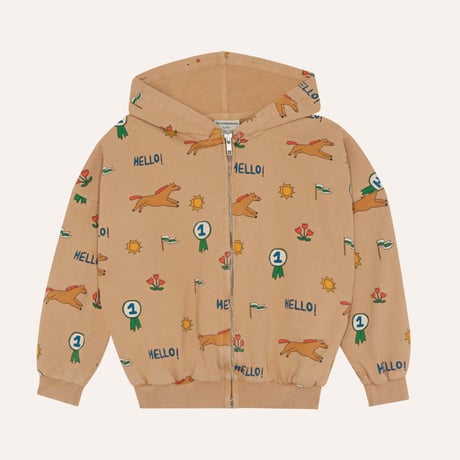 【The Campamento】 Horses Allover Zipped Sweatshirt - CAMEL
