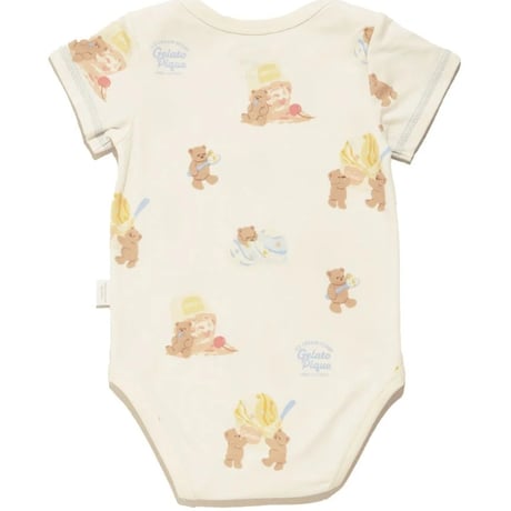【 gelato pique 】 PBCO262434 BABYｱｲｽｸﾘｰﾑﾍﾞｱ柄ﾎﾞﾃﾞｨｽｰﾂ  CRM（size 70, 80）