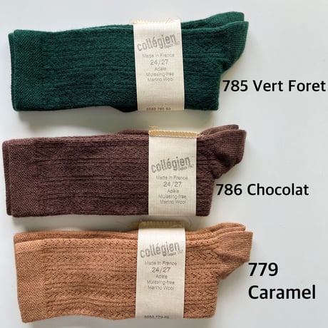 【collegien 】5553 Adèle - Pointelle Merino Wool Knee-high Socks