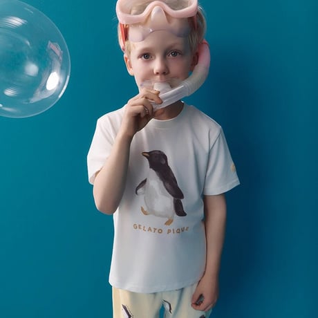 【 gelato pique 】 PKCP262453 KIDS接触冷感ｼｰｱﾆﾏﾙ柄SPT YEL（size 90~120）