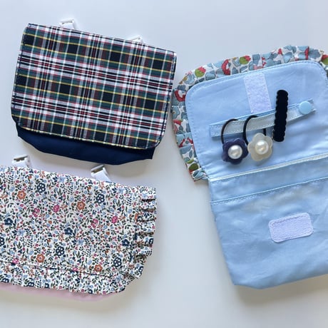 【mik+】Pocket Pouch - Navy Plaid