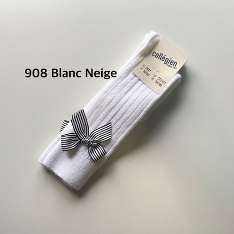 【 Collegien 】2981 Marinette - Ribbed Knee-high Socks with Striped Bow