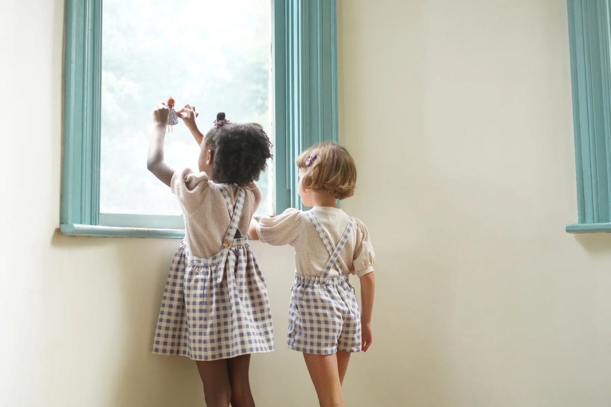 SOOR PLOOM 】Enid Shortall, Gingham Print, Blu