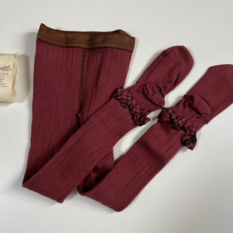 【 Collegien 】6003 Adelaïde - Tartan Ruffle Ribbed Tights