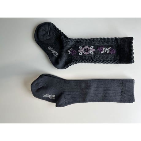 【Collegien】2650 Dalia - Jacquard Flower Knee-high Socks