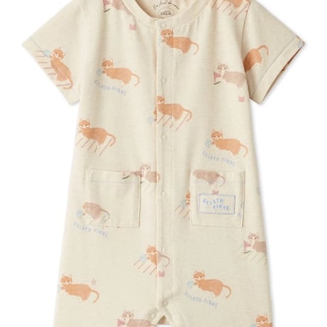【 gelato pique 】 PBCO262462 ｼｰｻｲﾄﾞｷｬｯﾄ柄半袖ﾛﾝﾊﾟｰｽ OATMEAL（size70,80）
