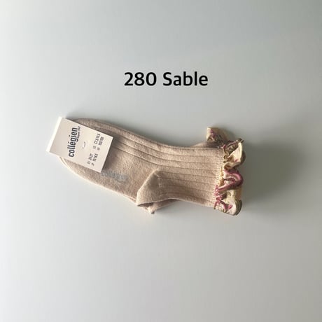 【 Collegien 】3467 Anémone - Embroidered Ruffle Ribbed Ankle Socks
