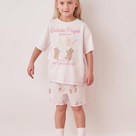 【 gelato pique 】 PKCT262428 KIDSｱｲｽｸﾘｰﾑﾍﾞｱﾜﾝﾎﾟｲﾝﾄT  PNK（size 90~120）
