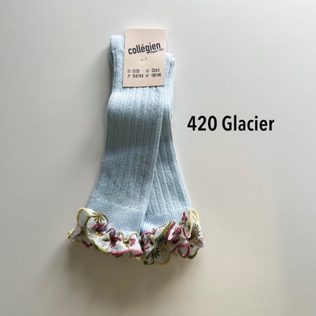【 Collegien 】2967 Eglantine -  Embroidered Ruffle Ribbed Knee-high Socks
