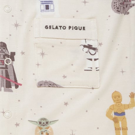 【 gelato pique 】STAR WARS　ベビー総柄半袖ロンパース　80サイズ　CRMクリーム/MNTミントブルー