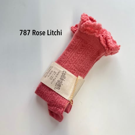 【 collegien 】5555 Adeline - Pointelle Merino  Knee-high Socks with lace