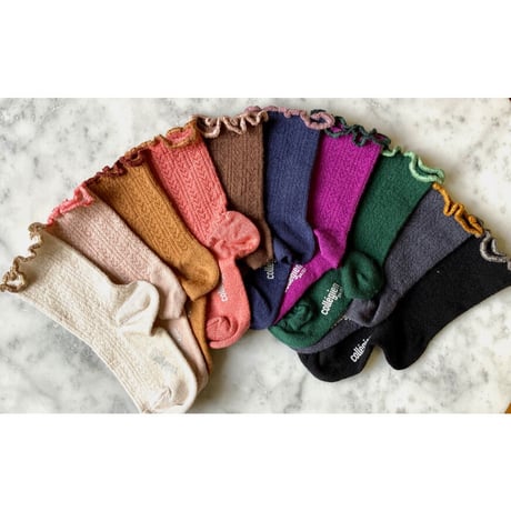 【COLLEGIEN 】5557  AMBRE - lettuce trim merino socks