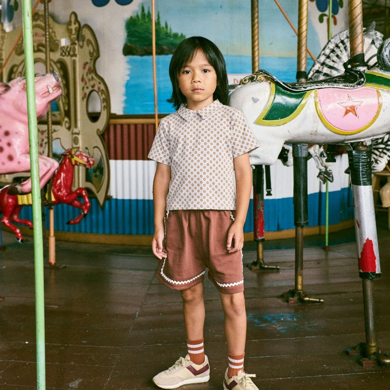 Misha&Puff】 SILVIA TEE (MIST BEN-DAY DOTS) (4y