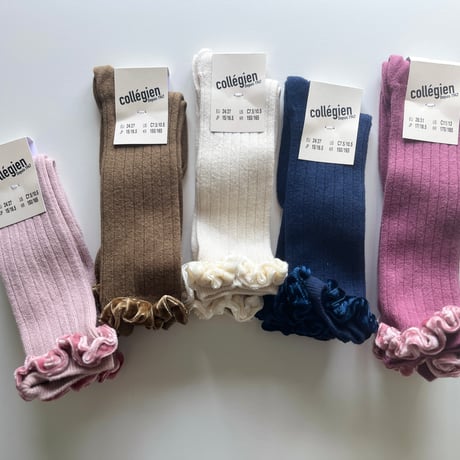 【 Collegien 】2978 CLOTHIDE - Velvet-trim Ribbed Knee-high Socks