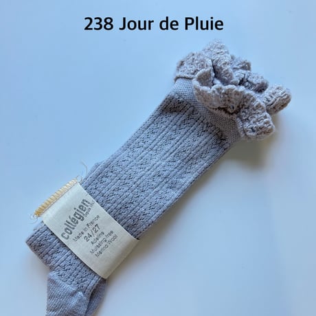 【 collegien 】5555 Adeline - Pointelle Merino  Knee-high Socks with lace