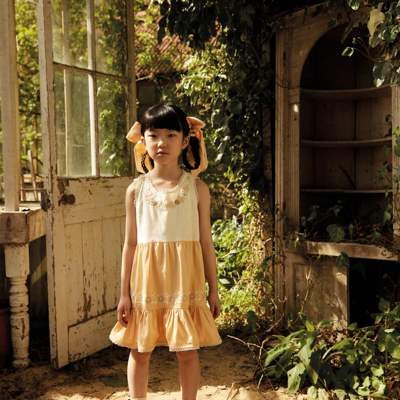 last 1【 Apolina 】 CLARITA DRESS - CREAM/PEACH Y