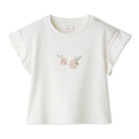 【 Jamie kay 】 JKCT262904 ﾌﾗﾜｰPTﾁｭｰﾙﾓﾁｰﾌTｼｬﾂ OWHT （size 90~120）