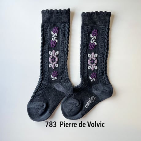 【Collegien】2650 Dalia - Jacquard Flower Knee-high Socks