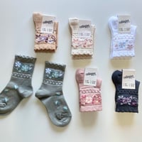 【 Collegien 】3465Camélia - Jacquard Flower Ankle Socks