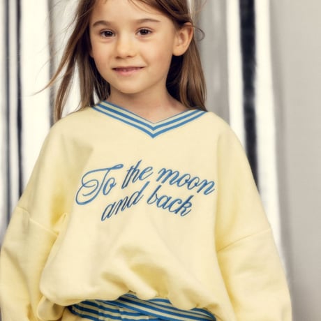 【 MINI RODINI 】To the moon emb sweatshirt - Yellow