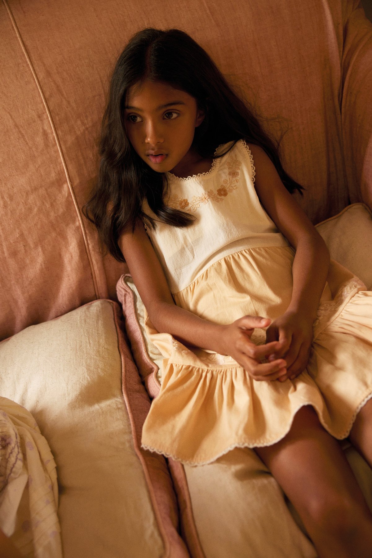 last 1【 Apolina 】 CLARITA DRESS - CREAM/PEACH Y