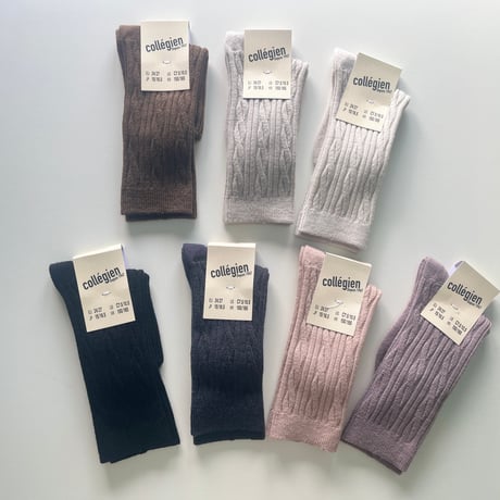 【 Collegien 】5559 Alix - Cable-knit Merino Wool Knee-high Socks