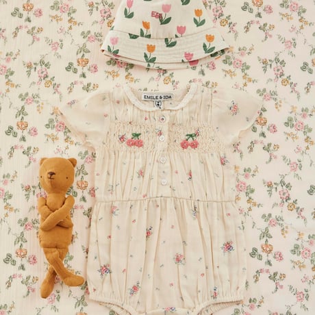 【Emile et Ida】 SMOCKED PRINTED ROMPER - PAQUERETTE