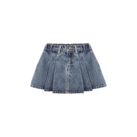 【 Rylee + Cru 】PLEATED DENIM SKIRT || INDIGO DENIM