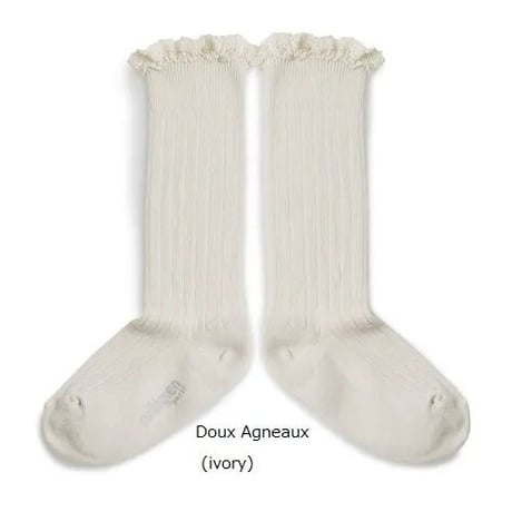 【Collégien】2954 Joséphine Lace Trim Knee-High socks