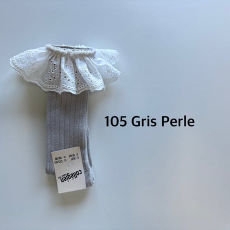 【Collégien 】2985 Sixtine - Ribbed Knee-high Socks with Broderie Anglaise