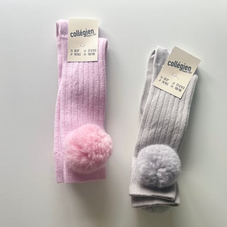 【 Collegien 】2989 mik&co Limited edition knee socks with furry pom-poms