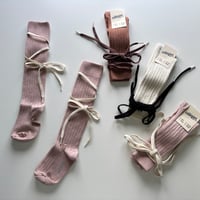 【Collégien 】 2990 Anastasie- Lace-up Ribbed Knee-high Socks
