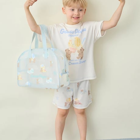 【 gelato pique 】 PKGB262531  KIDSｱｲｽﾍﾞｱ柄PVCﾌﾟｰﾙﾊﾞｯｸﾞ  MNT