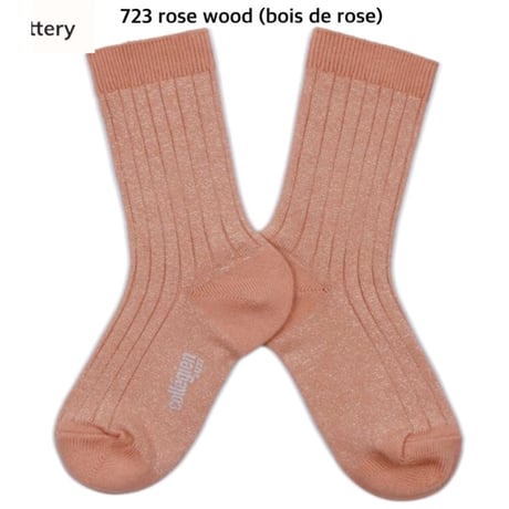 【 Collegien 】6060 Victoire - Glitter Ribbed Crew Socks