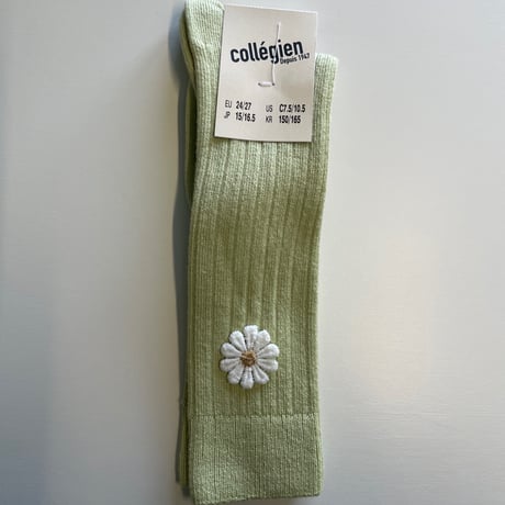 【Collegien】2980 Valentine - Ribbed Knee-high Socks with Daisy
