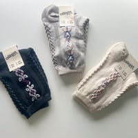 【 Collegien woman 】2652 Magnolia - Jacquard Flower Ankle Socks