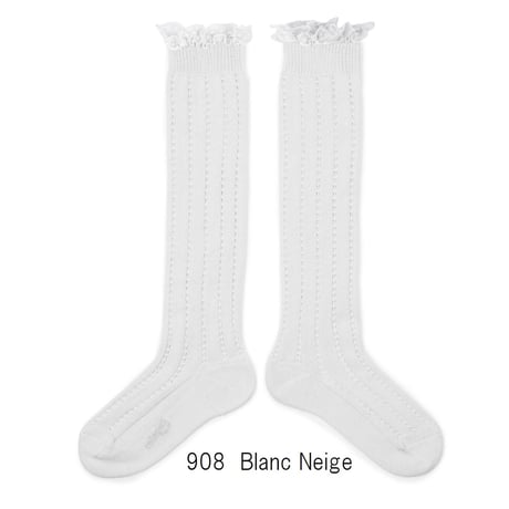 【 Collegien 】2906  Marie-Leonie - Lightweight Openwork Knee-high Socks with Swiss Dot